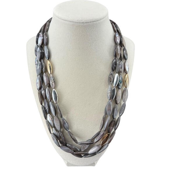 J. Jill Shell Necklace & Bracelet Set Mixed Metal Cluster Mother Pearl Abalone - Picture 11 of 16